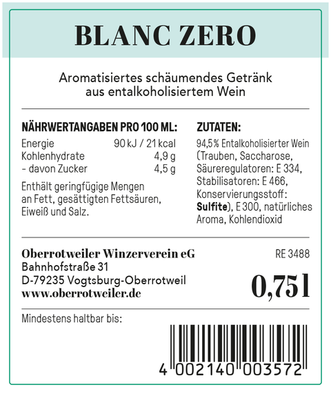 Sober You, Blanc Zero Sparkling, alkoholfreier Sekt, 0,75 L