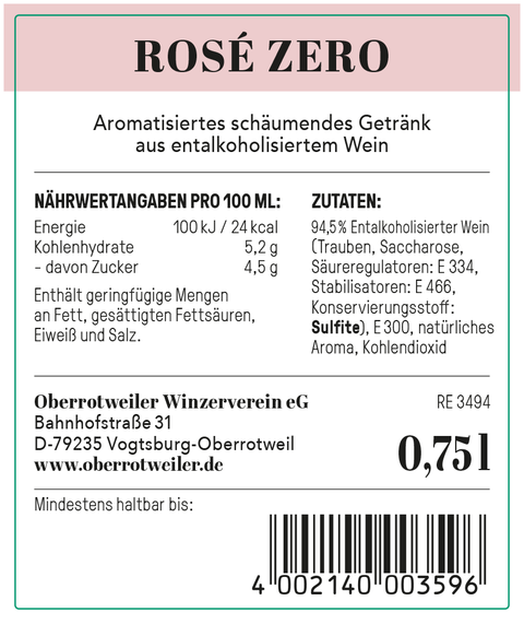Sober You, Rosé Zero Sparkling, alkoholfreier Sekt, 0,75 L